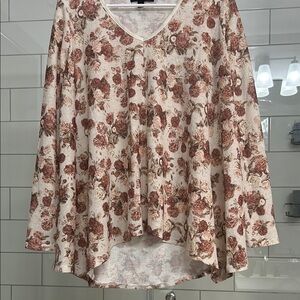 Floral Cream and Brown Women's Top